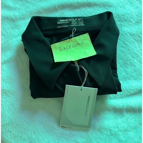 Nike Golf Womens Sleeveless Polo Shirt Medium Black Green Dri-FIT Stretch New - Picture 9 of 9